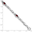10k White Gold Garnet 4 Stone Bracelet 7 in - Birthstone Company