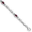 10k White Gold Garnet 4 Stone Bracelet 7 in - Birthstone Company