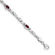 14k White Gold Garnet Bracelet - Birthstone Company