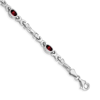 14k White Gold Garnet Bracelet - Birthstone Company