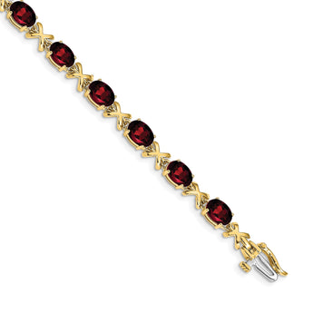 14k 7x5mm Oval Garnet Bracelet - Birthstone Company