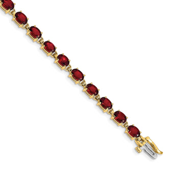 14k 6x4mm Oval Garnet Bracelet - Birthstone Company