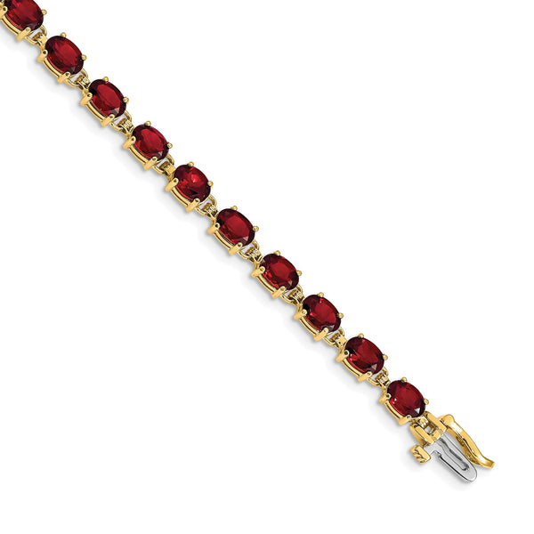 14k 6x4mm Oval Garnet Bracelet - Birthstone Company