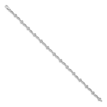 10k White Gold Polished Diamond Heart Bracelet