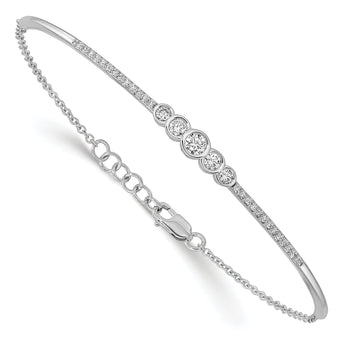 14K White Lab Grown Diamond Bezel Set Bar Bracelet
