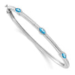 10k White Gold Marquise Blue Topaz 3 Stone Bangle 7 in - Birthstone Company