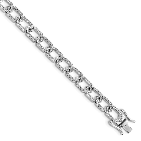 14k White Gold 1 1/2 carat Lab Grown Diamond VS/SI+ G+ 7.5 inch Bracelet - Birthstone Company