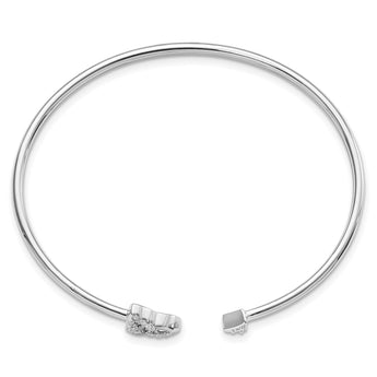 14k White Gold 1/5 carat Lab Grown Diamond VS/SI+ G+ Celtic Knot Cuff Flexible Bangle Bracelet - Birthstone Company