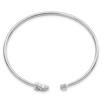 14K White Gold Lab Grown Diamond Celtic Knot Cuff Bangle