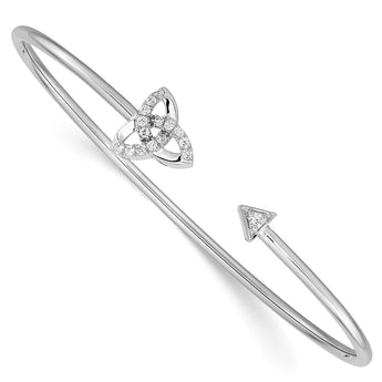 14k White Gold 1/5 carat Lab Grown Diamond VS/SI+ G+ Celtic Knot Cuff Flexible Bangle Bracelet - Birthstone Company