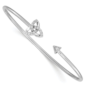 14K White Gold Lab Grown Diamond Celtic Knot Cuff Bangle