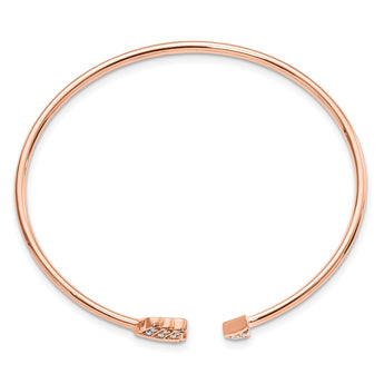 14k Rose Gold 1/10 carat Lab Grown Diamond VS/SI+ G+ Arrow Cuff Flexible Bangle Bracelet - Birthstone Company