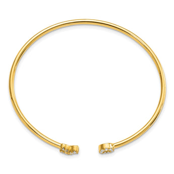 14k 1/5 carat Lab Grown Diamond VS/SI+ G+ X and O Cuff Flexible Bangle Bracelet - Birthstone Company