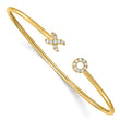 14k 1/5 carat Lab Grown Diamond VS/SI+ G+ X and O Cuff Flexible Bangle Bracelet - Birthstone Company