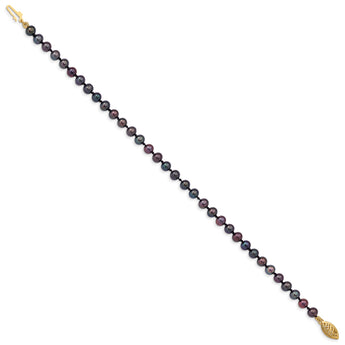 14k 4-5mm Black Near Round Freshwater Cultured Pearl Bracelet - Birthstone Company
