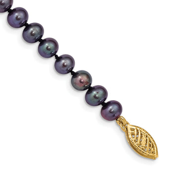 14k 5-6mm Black Near Round Freshwater Cultured Pearl Bracelet - Birthstone Company