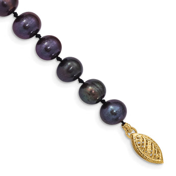 14k 6-7mm Black Near Round Freshwater Cultured Pearl Bracelet - Birthstone Company