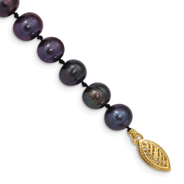 14k 6-7mm Black Near Round Freshwater Cultured Pearl Bracelet - Birthstone Company