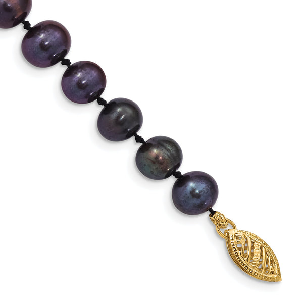 14k 6-7mm Black Near-Round Freshwater Cultured Pearl 7.5 inch Bracelet