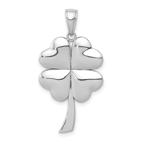 14K White Gold Polished 4-Leaf Clover Charm
