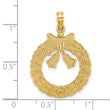 14k Satin/Polished Christmas Wreath Charm