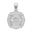 14k White Gold Reversible Fire Department Shield Pendant