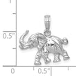 14k White Gold Polished 3-D Elephant Pendant