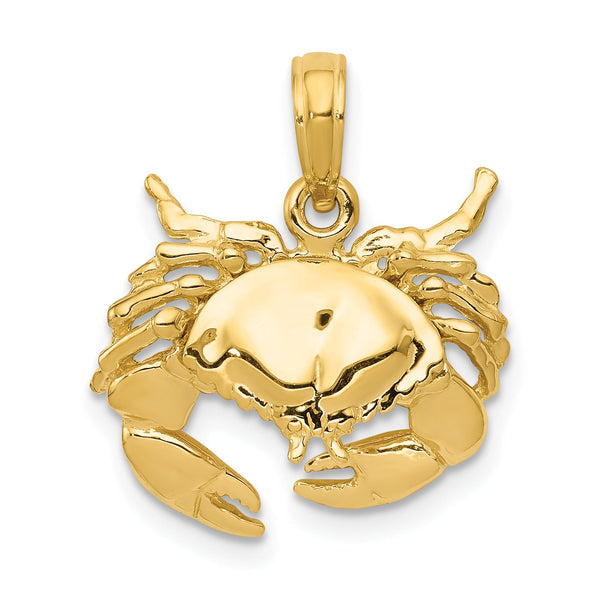 14k Polished Open-Backed Crab Pendant