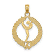 14k Solid Polished Framed Gymnast Charm