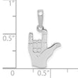 14K White Gold I Love You Hand/ Sign Language Pendant