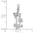 14k White Gold Double Palm Trees Pendant