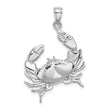 14K White Gold Stone Crab w/Claw Extender Charm