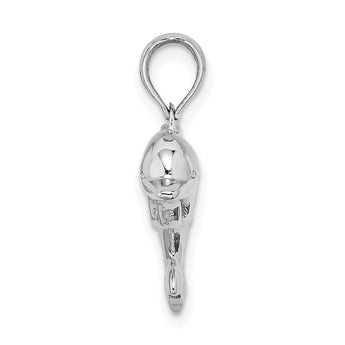 14K White Gold 3-D Puffed Dolphin Charm