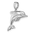 14K White Gold 3-D Puffed Dolphin Charm