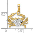 14k w/Rhodium Diamond-cut Blue Crab Pendant