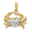 14k w/Rhodium Diamond-cut Blue Crab Pendant