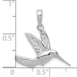 14K White Gold Polished Hummingbird in Flight Pendant