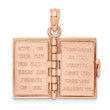 14k Rose Gold 3-D Holy Bible w/ Lord's Prayer Moveable Charm