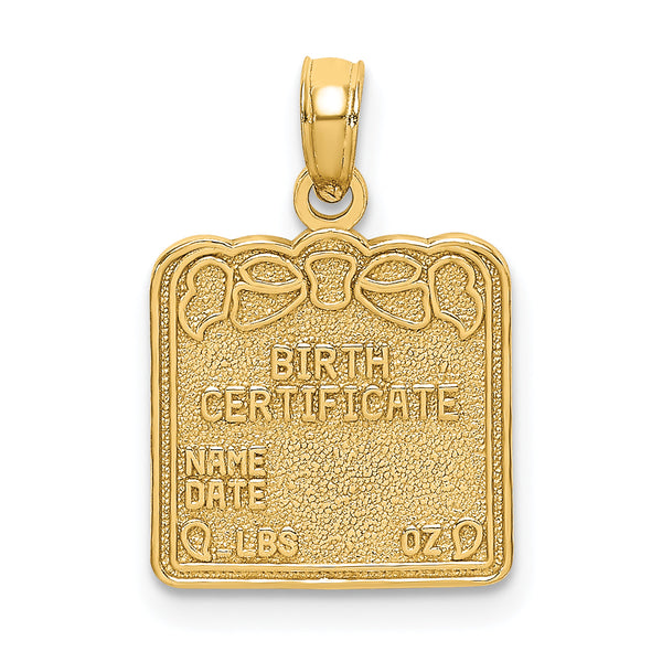 14k BIRTH CERTIFICATE Charm