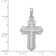 14K White Gold Lace Trim Cross Pendant