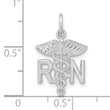 14k White Gold RN Nurse Charm