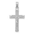 14K White Gold Beveled Tipped Crucifix Pendant