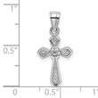14K White Gold Small Cross w/Flower Pendant