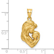 14K Brushed Diamond-cut Mom/Baby Pendant