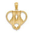 14K Sitting Cats in a Heart Pendant