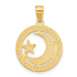 14K w/Rhodium Star & Moon Pendant