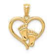 14K Baby Feet in a Heart Pendant - Birthstone Company