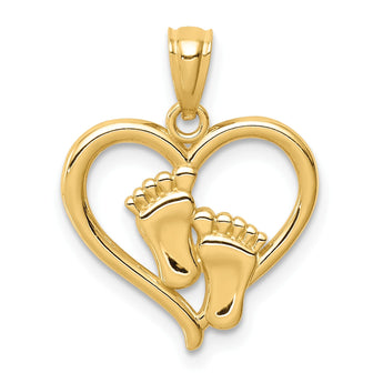 14K Baby Feet in a Heart Pendant - Birthstone Company