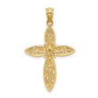 14K White Rhodium D/C Passion Cross Pendant