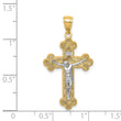14K Two-Tone w/Rhodium Inri Budded Crucifix